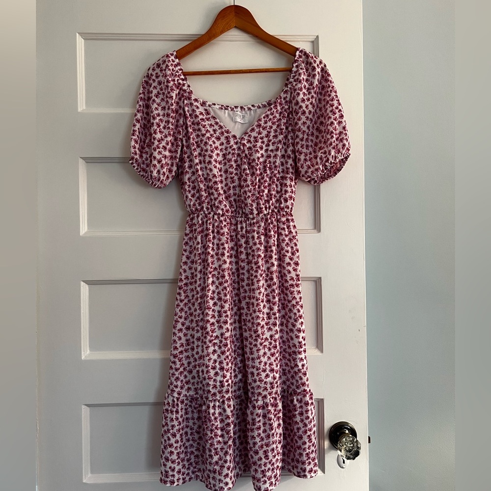 Purple floral midi dress